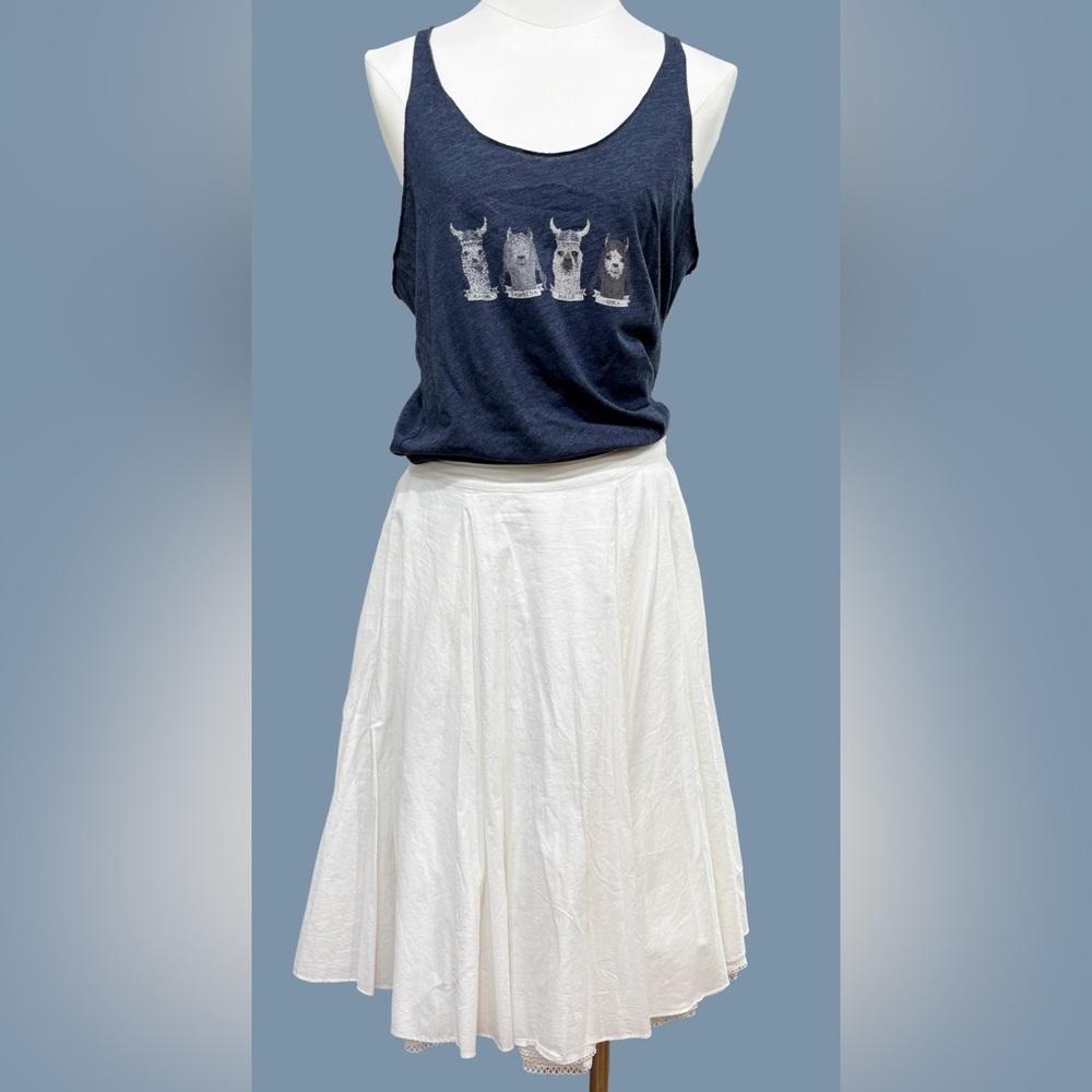 Anthro skirt & Tank, EUC 100% cotton, petticoat; Vikings alpaca good condition